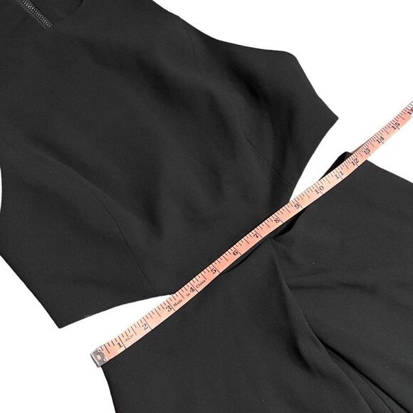 Alice Olivia Cara Jumpsuit 0 Black Cutout Crepe Pleated Sleeveless Wide Leg Fall - Picture 10 of 16